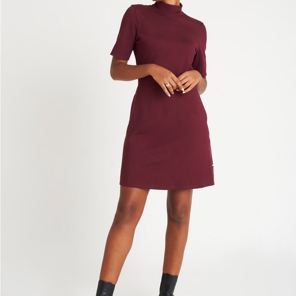 Burgundy stretch t-shirt dress Kit and Ace size 10 - Picture 1 of 3